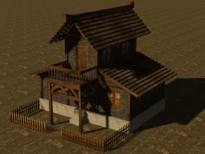 Medieval house ten Low-poly 3D model
