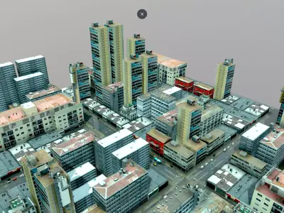 Low Poly City Pack  with Animated Traffic  Low-poly 3D model