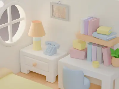 Cozy room - blender Low-poly 3D model Low-poly 3D model