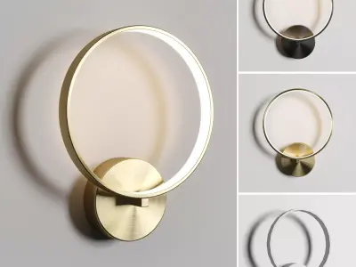 Claire - Circular Copper Wall Lamp black  gold Low-poly 3D model
