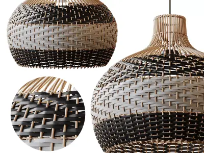 Lampshade Rattan Pendant Light 3D model
