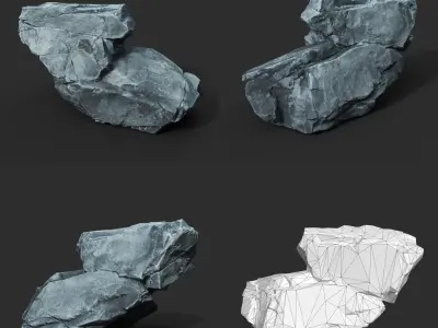 Low Poly Gray Rock 230322 - Ultra HD 16K Texture Low-poly 3D model