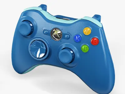 Microsoft Xbox 360 Wireless Controller Blue Low-poly 3D model