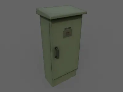 PBR Electric Box DarkGreen V5 Low-poly 3D model