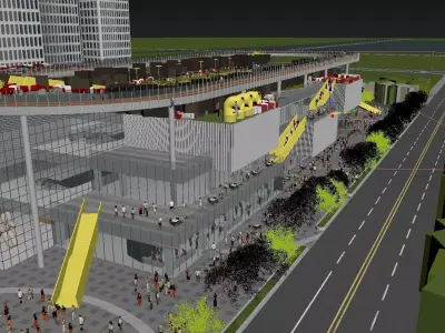 Rooftop Park Retail Complex with Elevated Running Loop 3D model
