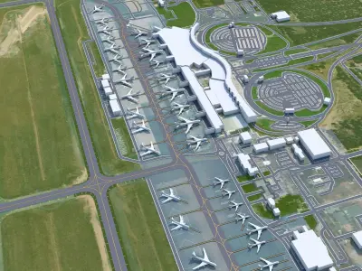 Casablanca Mohammed V Airport 12km Low-poly 3D model