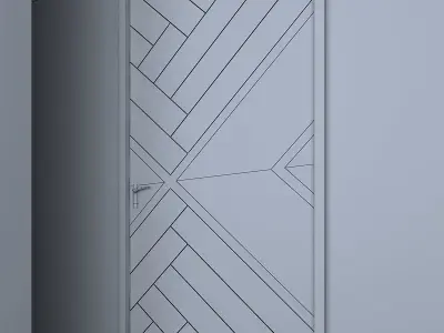 3d door modern wooden design Low-poly 3D model