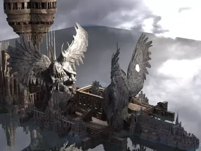 Angelic council statue city 2 3D model