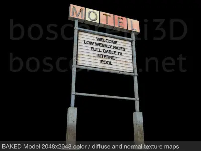 Old Motel Sign Standing Horizontal v2 3D model