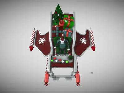 Xmas Robo Santa Sleigh 2023 Low-poly 3D model