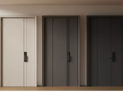 Wooden-door double-door  Password-door entrance-door 3D model