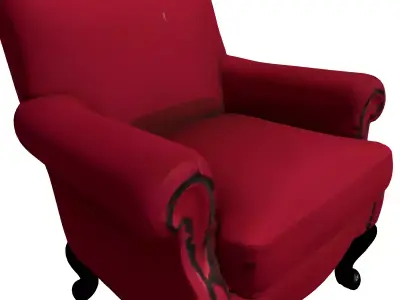 Red Velvet Classic Armchair Low-poly 3D model