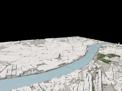 Budapest Huhgary 10 X 10 KM Low-poly 3D model