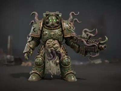 Corrupted Space Harbinger  SciFi Horror Soldier Miniature  3D print model