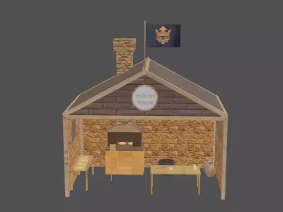 Stylized medieval bakery workshop pbr Low-poly 3D model