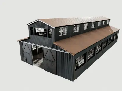 Warehouse Low-poly 3D model 6