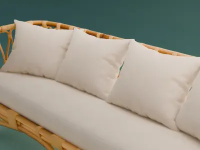 Woven Rattan Sofa 3D model