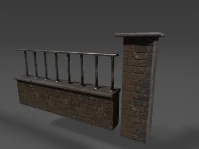 Fence Brick Low-poly 3D model