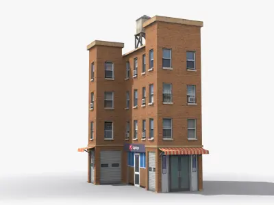 Apartment Building x5 Low-poly 3D model