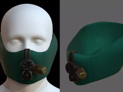 Gas mask helmet 3d model scifi Low-poly  Low-poly 3D model
