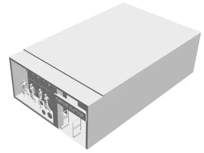 Shop window with low poly interior 3D model