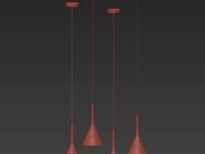 Coppe four different colored pendant lights hanging 3D model