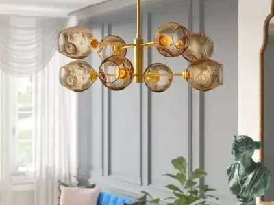 Chrome Cassana 8-Light Sputnik Modern Linear Chandelier 3D model