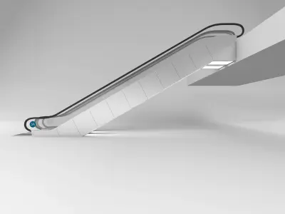 Escalator in modern building 3D model