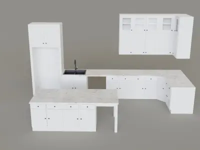 Kitchen Countertop Set Low-poly 3D model