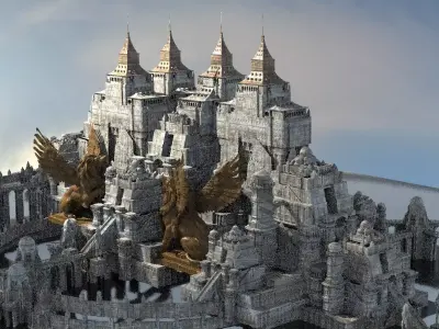 Kingdom of Crusaders Fantasy Castle Kit bash 3D model