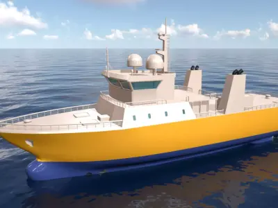 Low Poly Marine Supply Vessel Ship Model 1 Low-poly 3D model