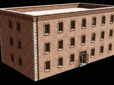 BRICK BUILDING APARTMENT TENEMENT HOUSE CITY TOWN COLLECTION Low-poly 3D model