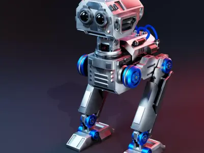 Futuristic Stylized Scout Robot Low-poly 3D model