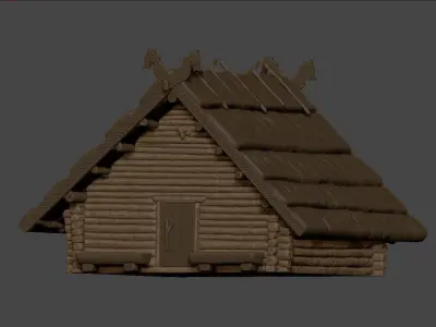 Viking wooden house 3D print model