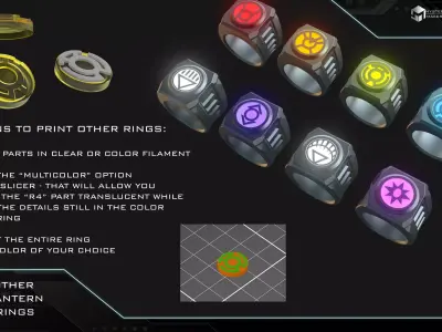 Green Lantern ring with levitating stand 3D print model