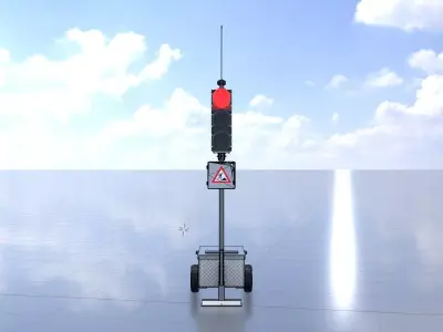 Mobile construction site traffic lights Animated Low-poly 3D model