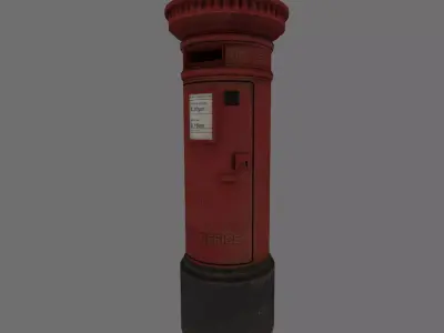 UK Post Box  Low-poly 3D model