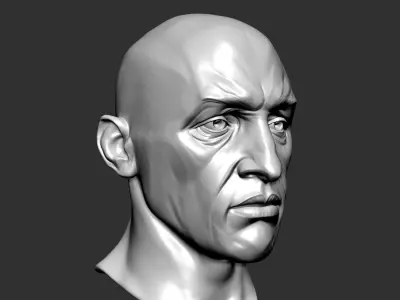 Male head sculpt human anatomy fantasy futuristic  3D model