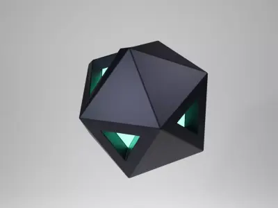 Number 3 cube with lights Free 3D model