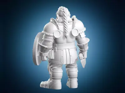 Dwarf Warrior Fantasy RPG Miniature 3D print model
