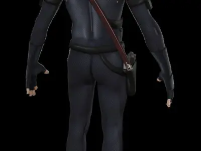 Boy with Katana and suite 3D model