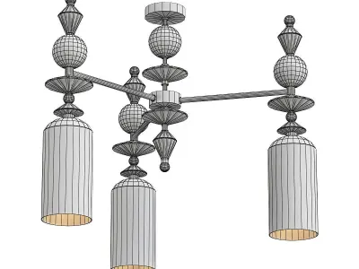 odeon three light fixtures with glass shades 3D model