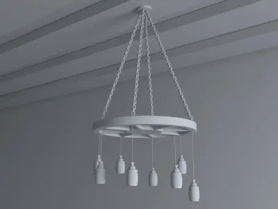 Wooden Chandelier Free 3D model