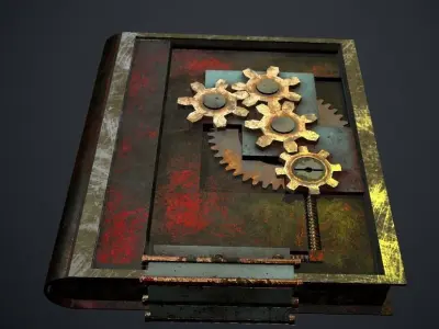 Steampunk book low poly 4 texture options Low-poly 3D model
