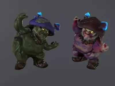 Angry Mushroom 3D character Low-poly 3D model