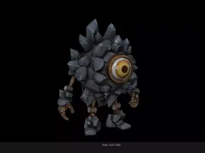 Low Poly Stylized Rock Crystal Elemental - PBR Low-poly 3D model