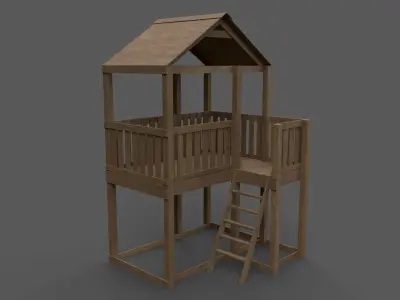 PBR Small Backyard Playground Fort A  Low-poly 3D model