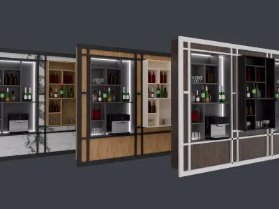 Restaurant bar vitrin furniture and lighting lamp 3D model