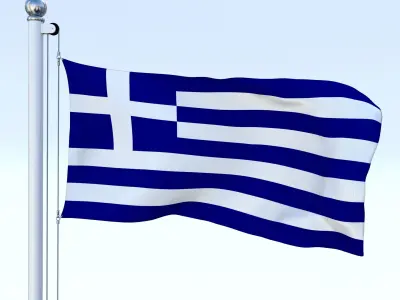 Animated Greece Flag Low-poly 3D model