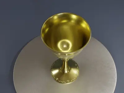 engraved golden trophy with 2k materials Low-poly 3D model